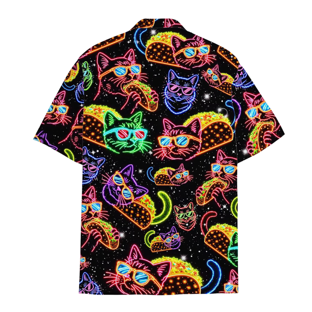 Neon Cat Taco Hawaiian Shirt For Men Women, Cat Hawaiian Shirt HE0552