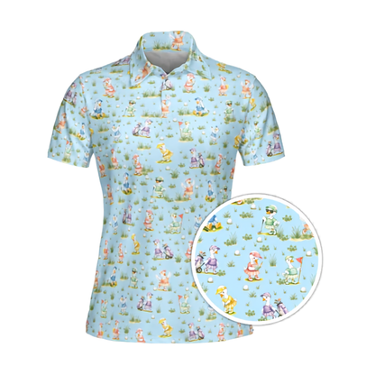 Women's Silly Goose Pink Golf Polo Shirt, Funny Goose Golf Shirts For Ladies GE0471