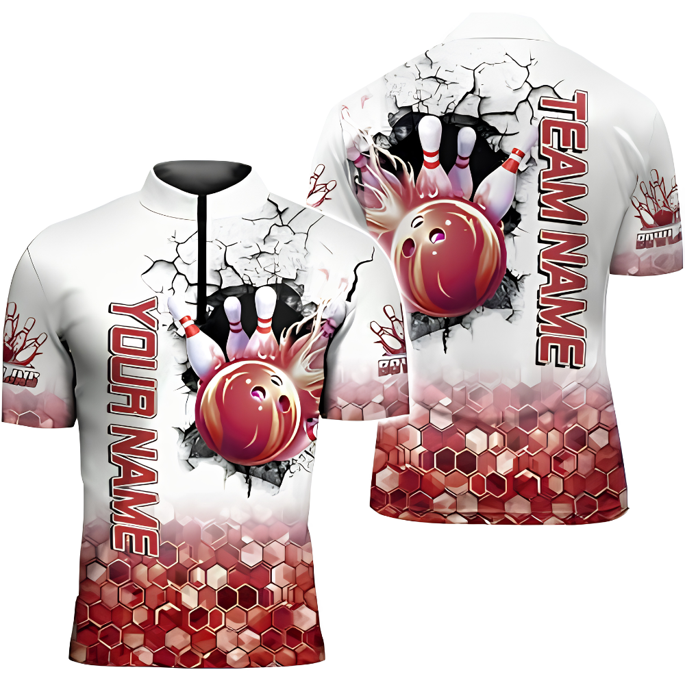 Purple And White Custom Team Bowling Jersey For Men, Custom Bowling Shirt BZ0847