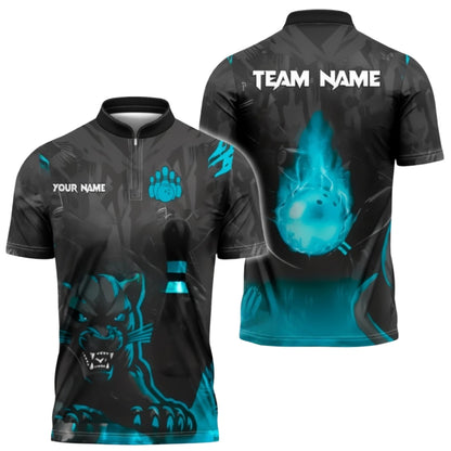 Custom Panther Flame Ball Bowling Jersey Men, Custom Panther Bowling Team Shirts BZ0389