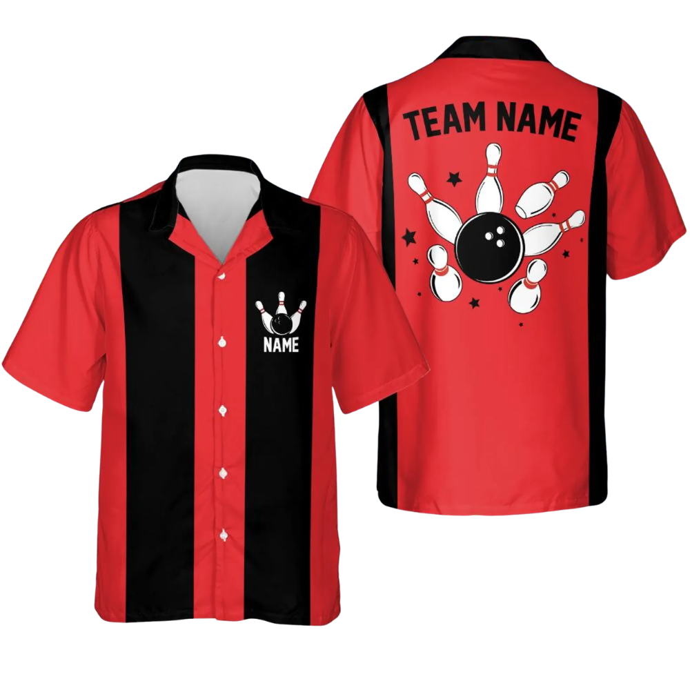 Custom Vintage Black Green Bowling Hawaiian Shirt Men, Custom Vintage Team Bowling Shirt BE0230