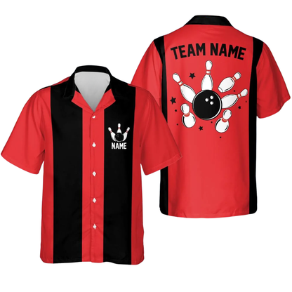 Custom Vintage Black Green Bowling Hawaiian Shirt Men, Custom Vintage Team Bowling Shirt BE0230