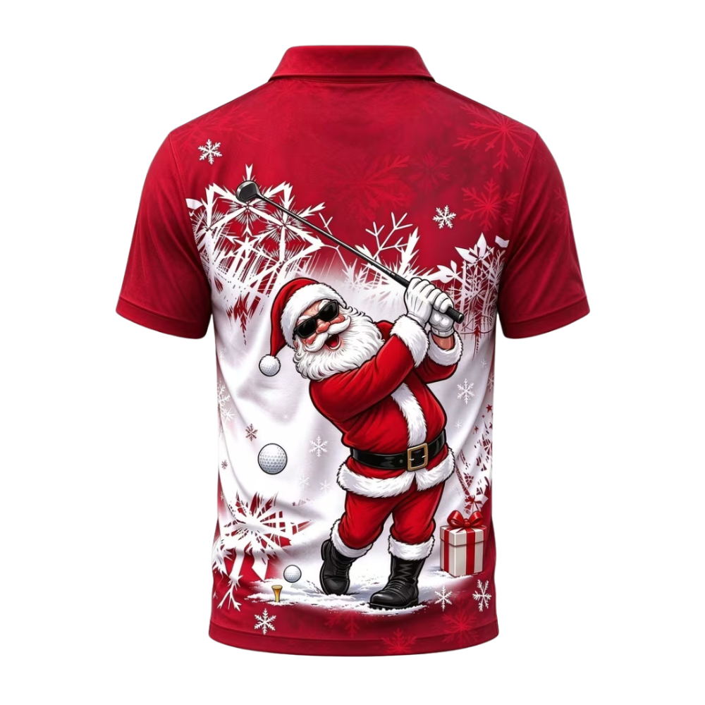 Men's Snowflake Red And White Funny Santa Xmas Golf Polo Shirt, Christmas Golf Shirts GZ0472