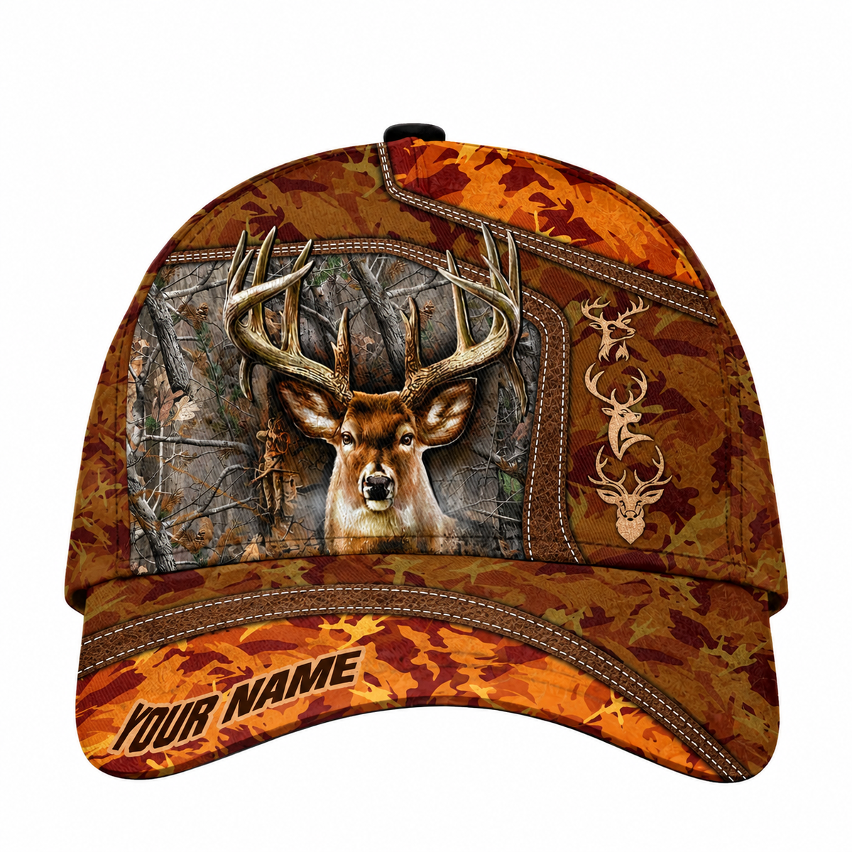 Personalized Deer Hunting Forest Camo Baseball Cap, Custom Name Hunter Cap Hat CP0768