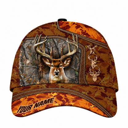 Personalized Deer Hunting Forest Camo Baseball Cap, Custom Name Hunter Cap Hat CP0768