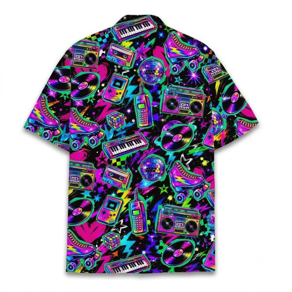 Retro Disco Music Hawaiian Shirt, Retro Hawaiian Shirt Neon HE0892