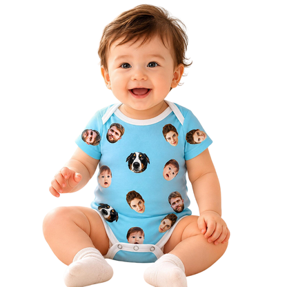 Custom Face Pet 3D Baby Bodysuit, Personalized Photo Baby Bodysuit BB0899