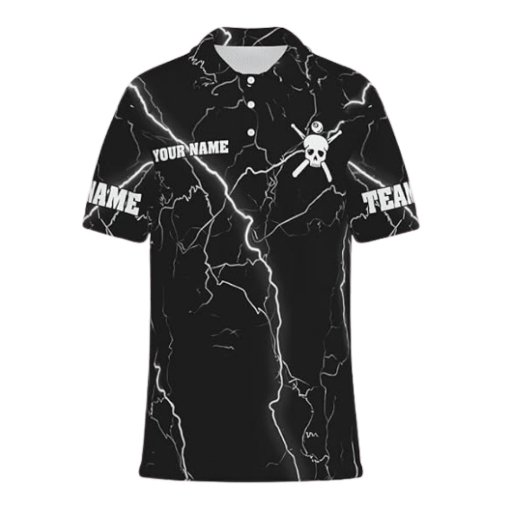 I Beat People With A Stick Custom Skull Billiard Mens Polo Shirt, Custom Funny Skull Billiard Shirts For Team BIZ0240