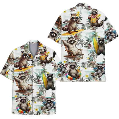 Raccoon Surfing Tropical Hawaiian Shirt For Men And Women, Raccon Lovers Hawaiian Shirts HE0014