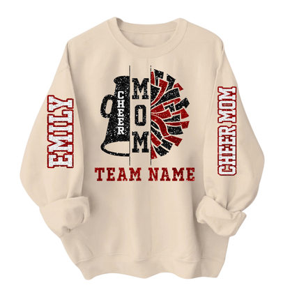 Custom Glitter Cheer Team Mom Sweatshirts Women, Custom Cheer Mom Sweatshirts 2D0049