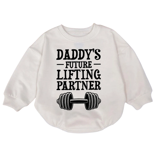 Daddy's Future Lifting Partner Baby Romper Sweatshirt, Gymnastics Baby Romper Sweatshirt BB0537