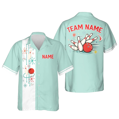 Custom Retro Pink Bowling Hawaiian Shirt For Men Women, Custom Retro Bowling Team Shirts BE0184