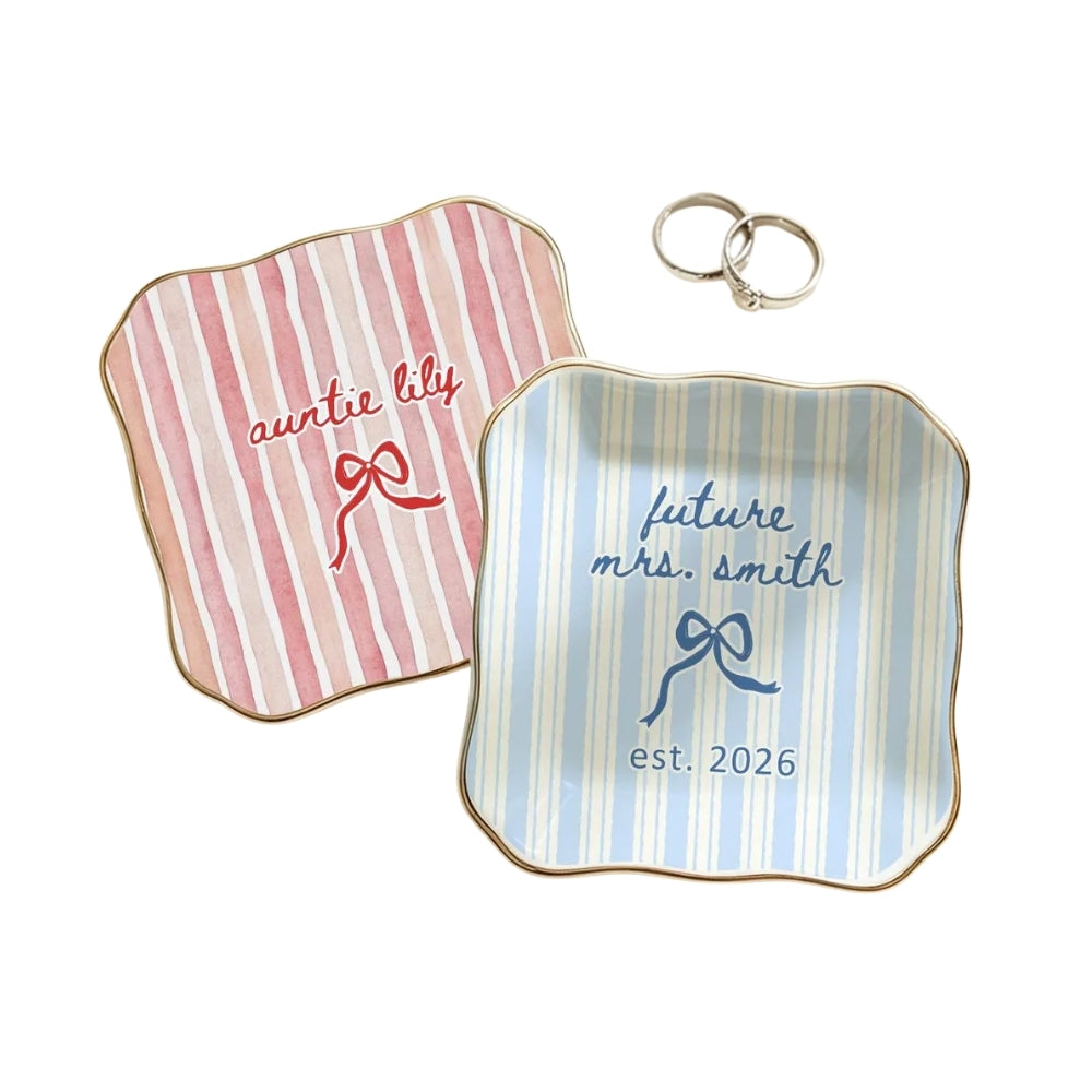 Personalized Bridesmaid Ring Dish Colorful Stripe, Custom Bridesmaid Jewelry Dish WD0277
