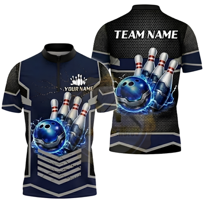 Custom Team Blue Thunder Bowling Jersey For Men, Custom Bowling Team Shirts BZ0661