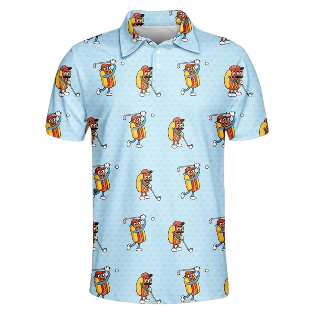 Funny Hot Dog Golf Polo Shirt For Mens, Hot Dog Golf Shirts GE0266