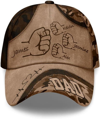 Dad Fist Bump Fathers Day Family Personalized Cap, Personalized Classic Cap CP0002