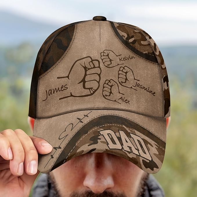 Dad Fist Bump Fathers Day Family Personalized Cap, Personalized Classic Cap CP0002