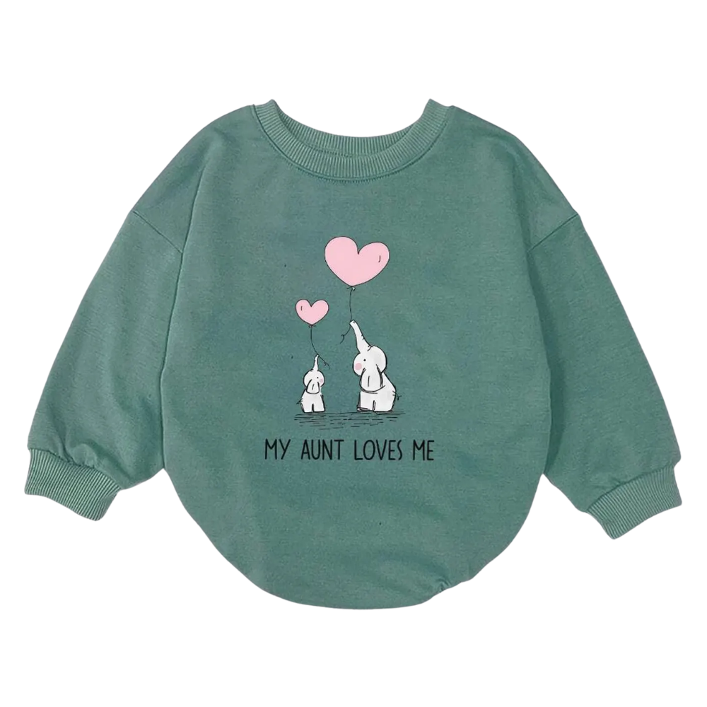 My Aunt Loves Me Baby Elephant Romper Sweatshirt, Aunt Baby Romper Sweatshirt BB0120