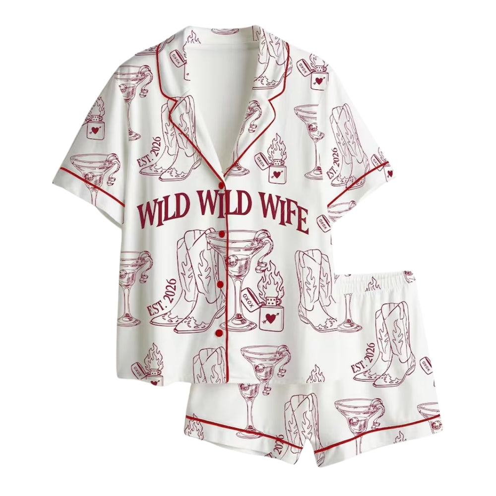 Wild Wild Wife Cowgirl Pajamas Set For Bride And Bridesmaid, Custom Bachelorette Western Pajamas WD0189