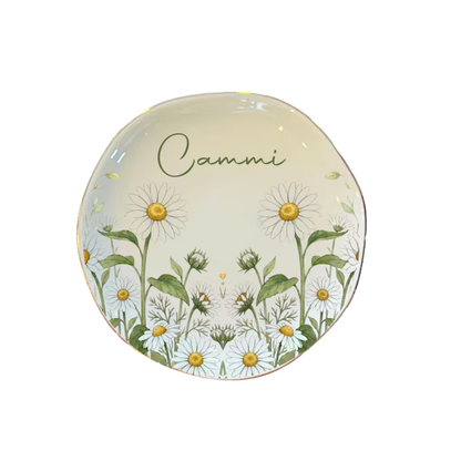 Custom Daisy Sunflower Wedding Jewelry Dish For Bridesmaid, Custom Floral Dish Dish For Wedding WD0500
