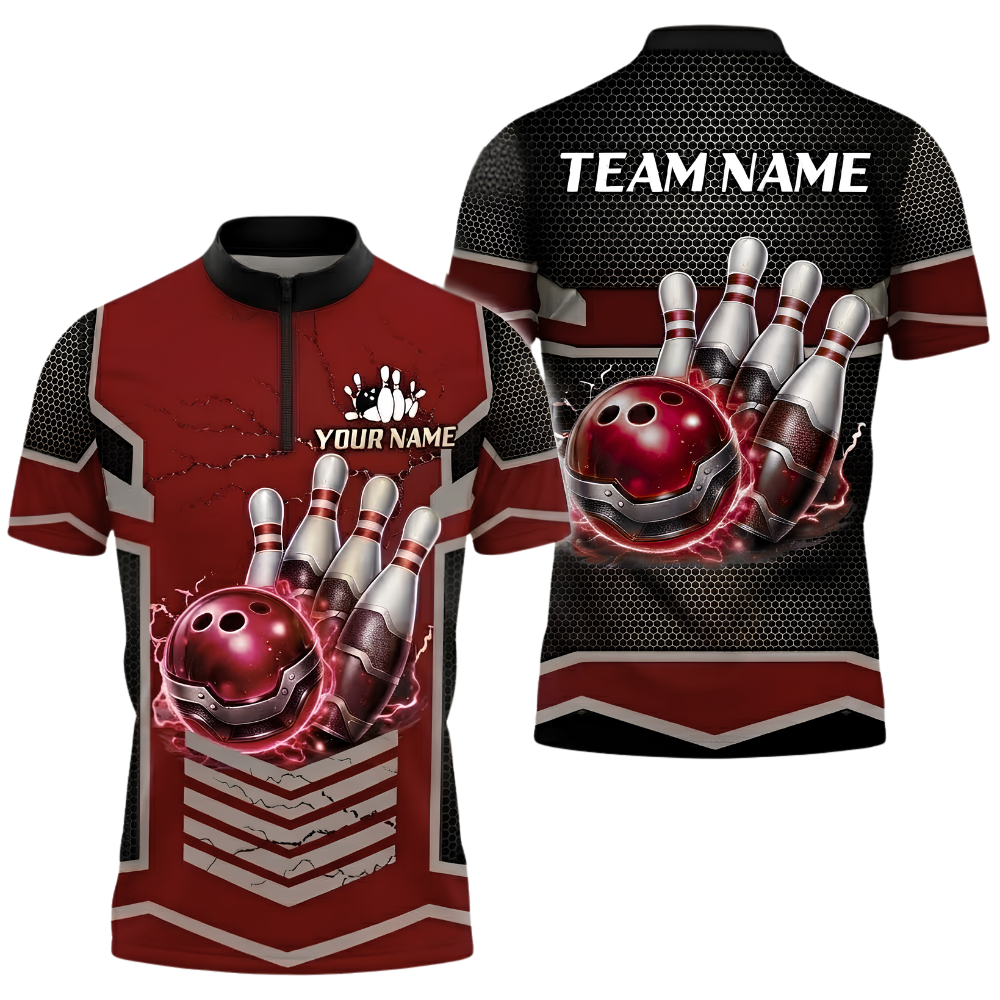 Custom Team Blue Thunder Bowling Jersey For Men, Custom Bowling Team Shirts BZ0661