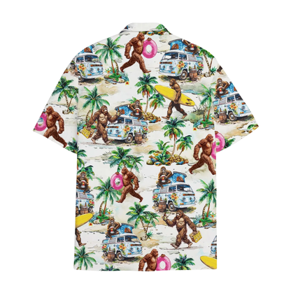 Tropical Bigfoot Surfing Hawaiian Shirt For Men, Bigfoot Sasquatch Hawaiian Shirts HE0277