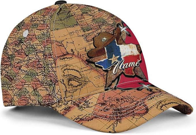 Personalized Texas Baseball Caps For Men and Women, Custom Texas Flag Cap CP0003