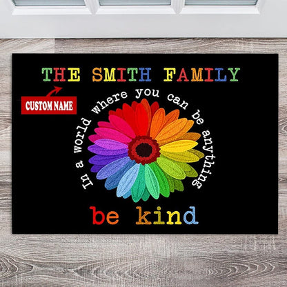 Custom Family Name Be Kind Support Lgbt Doormat Welcome Entrance Pride Mat Outdoor Indoor Gay Door Mat LO1351