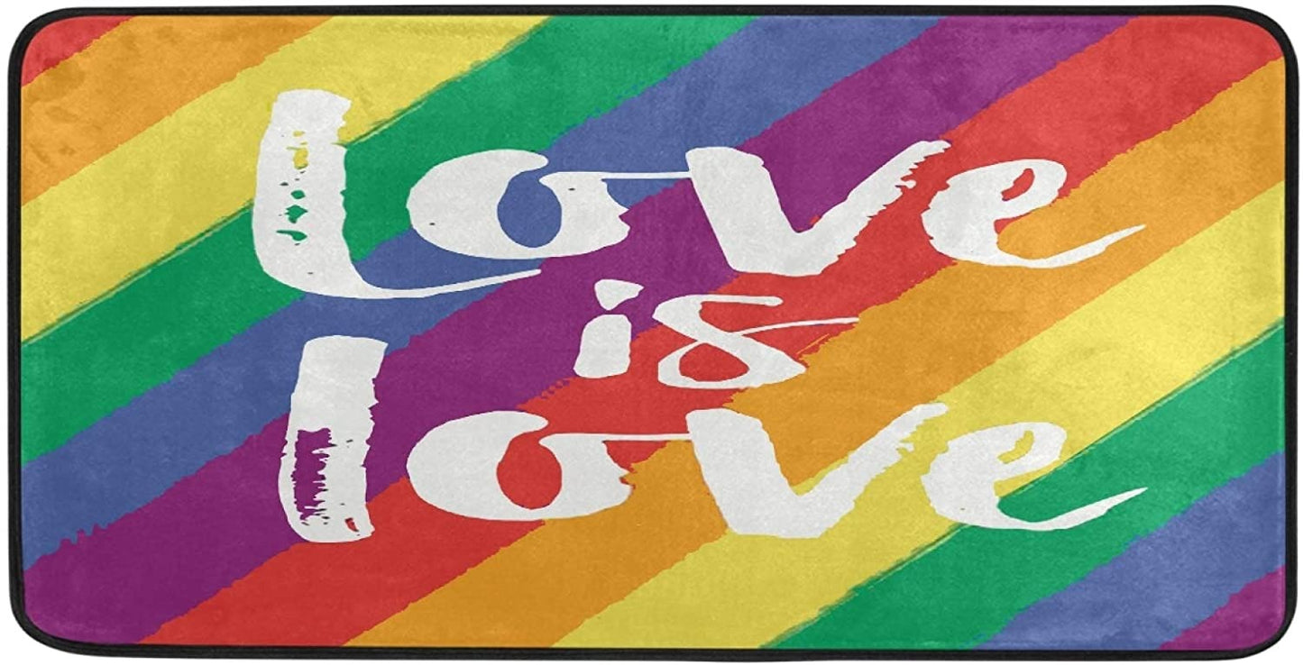 Kitchen Floor Mat Love Is Love Lgbt Pride Non Slip Rugs Doormat For Entryway Entrance Bathroom Garage LO1364