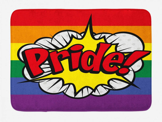 Pride Bath Mat, Lgbt Pride Door Mat, Plush Bathroom Decor Pride Mat With Non Slip Backing LO1366