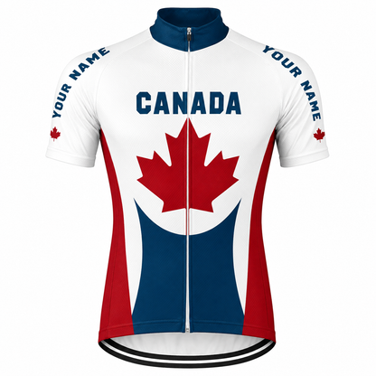Canada Flag Custom Name Short Sleeve Men's Cycling Jersey, Custom Canadian Patriot Cycling Jerseys CG0823