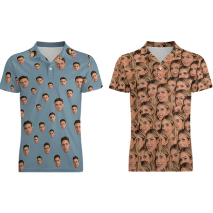 Men's Custom Face Golf Polo Shirts, Custom Photo Golf Shirts GE0395