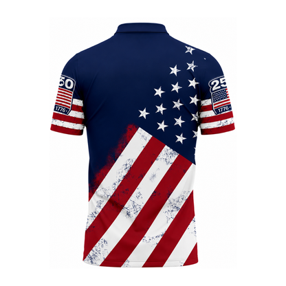 United States 250th Anniversary USA Flag Golf Men Polo Shirt, 4th Of July Golf Shirts GE0497