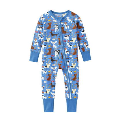 Dog Lover Blue Baby Convertible Zippy Romper, Dog Baby Romper Convertible BB0660