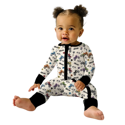 Custom Motocross Baby Romper Convertible Zippy, Custom Dirt Bike Lover Baby Convertible Romper BB0907