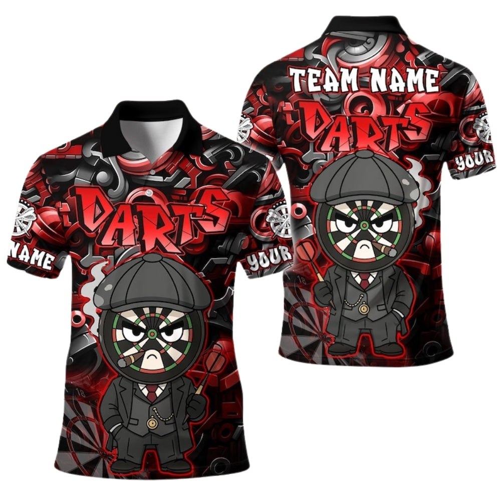 Custom Dartboard Graffiti Dart Polo Shirt For Men Red, Custom Graffiti Darts Team Shirts DE0100