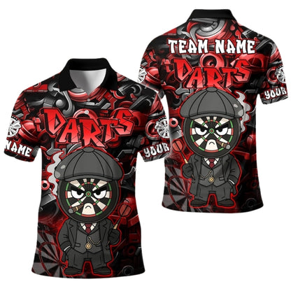 Custom Dartboard Graffiti Dart Polo Shirt For Men Red, Custom Graffiti Darts Team Shirts DE0100
