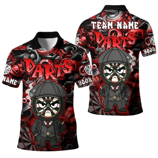 Custom Dartboard Graffiti Dart Polo Shirt For Men Red, Custom Graffiti Darts Team Shirts DE0100
