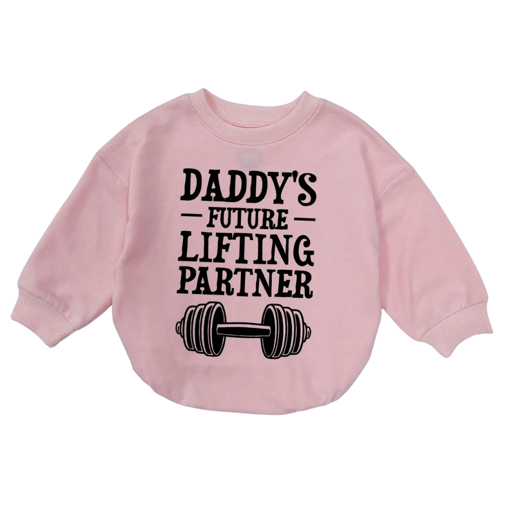 Daddy's Future Lifting Partner Baby Romper Sweatshirt, Gymnastics Baby Romper Sweatshirt BB0537