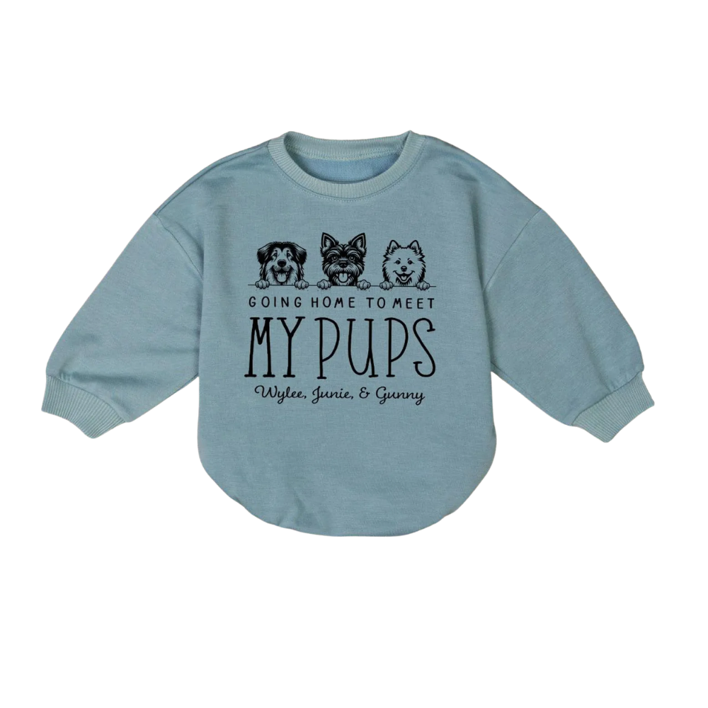 Going Home To Meet My Pups Custom Dog Baby Romper Sweater, Custom Dog Lover Baby Romper Sweatshirt BB0222