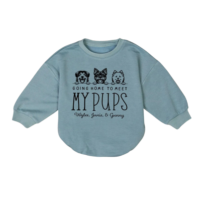 Going Home To Meet My Pups Custom Dog Baby Romper Sweater, Custom Dog Lover Baby Romper Sweatshirt BB0222