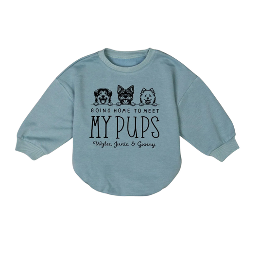 Going Home To Meet My Pups Custom Dog Baby Romper Sweater, Custom Dog Lover Baby Romper Sweatshirt BB0222
