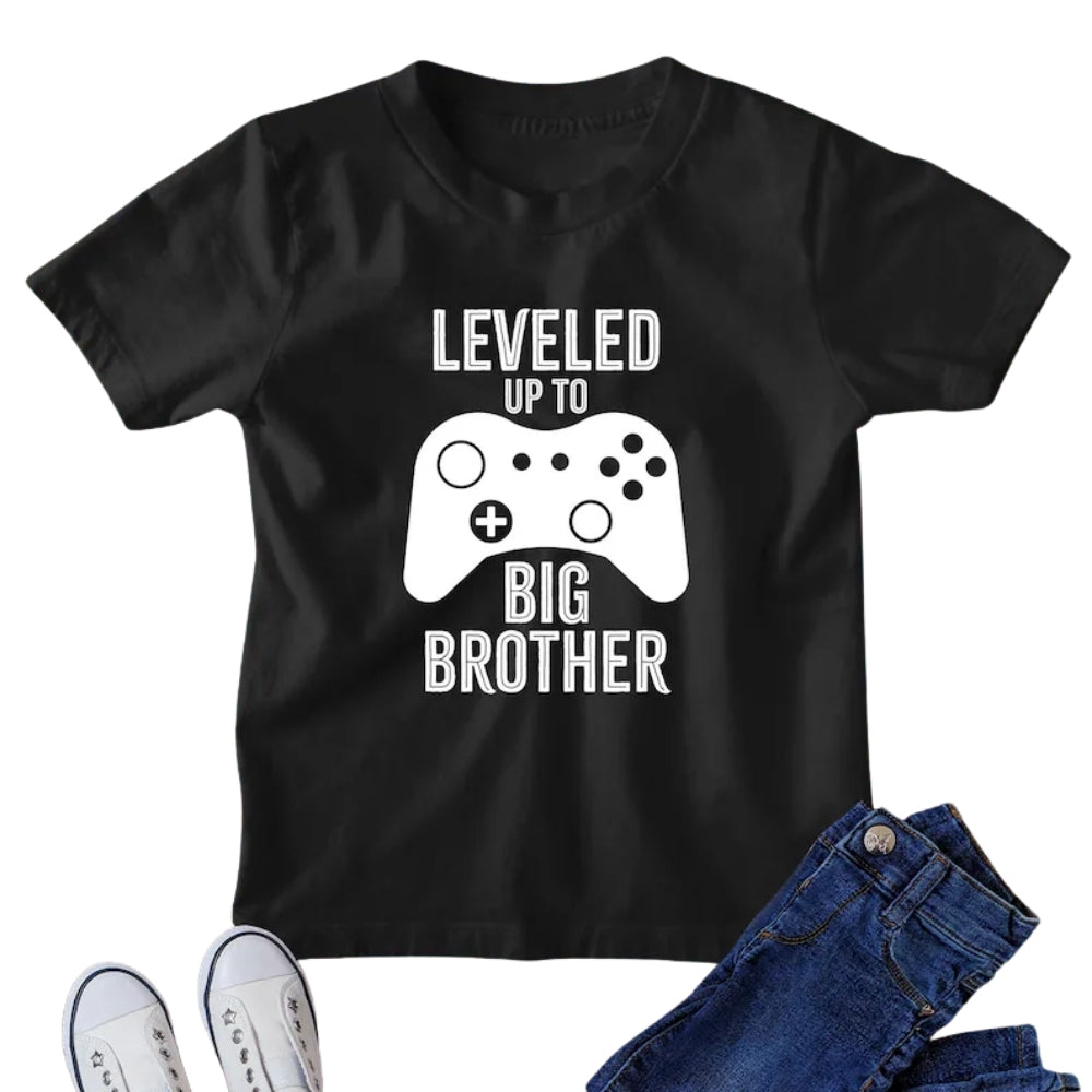 Leveled Up To Big Brother Player 2 Has Entered The Game Matching Baby Reveal Sibling T Shirt, Gamer Pregnancy Announcement Sibling Matching Shirts ET1022