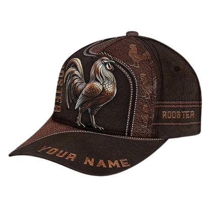 Custom Name Rooster 3D Baseball Cap, Custom Rooster Caps For Chicken Lovers CP0208
