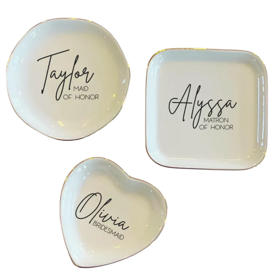 Custom Name Maid Of Honor Wedding Jewelry Dish, Custom Ring Dish For Bridesmaid WD0501