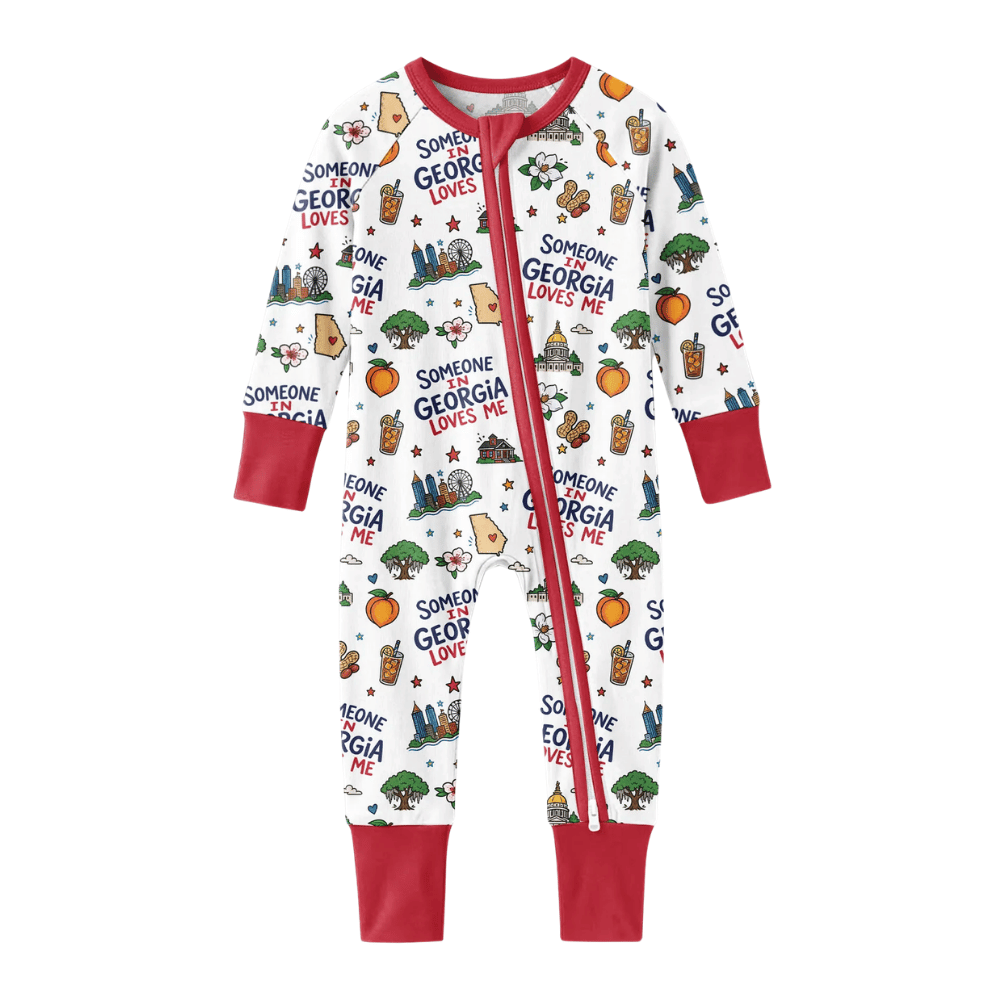 Someone in Georgia Loves Me Baby Convertible Zippy Romper, Georgia Pride Baby Romper Convertible BB0985
