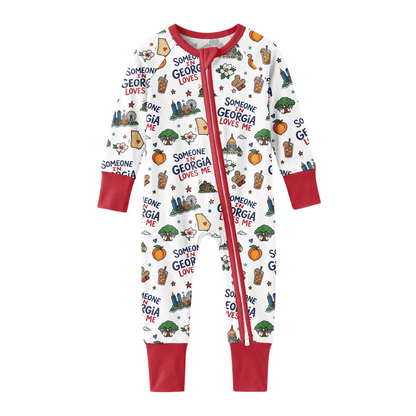 Someone in Georgia Loves Me Baby Convertible Zippy Romper, Georgia Pride Baby Romper Convertible BB0985