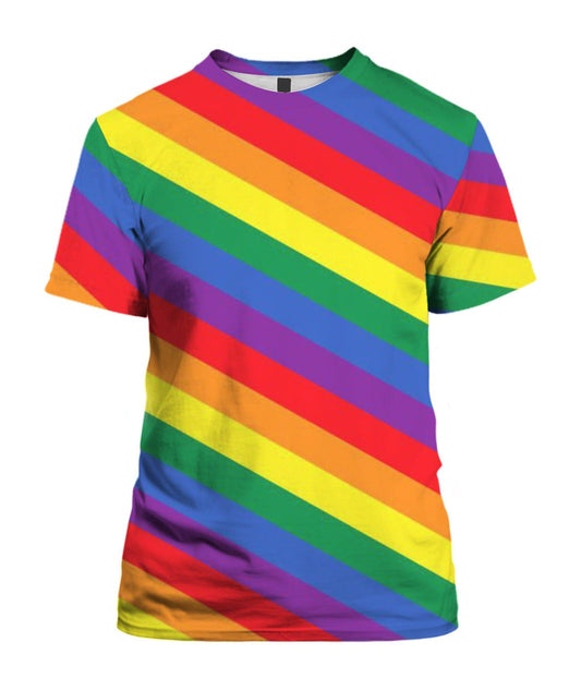 Lgbt Rainbow Striped 3D All Over Printed Shirt, Sublimation Pride Full Printed Tee Shirt, Rainbow Lgbtq 3D Shirts For Gay Lesbian LO0941