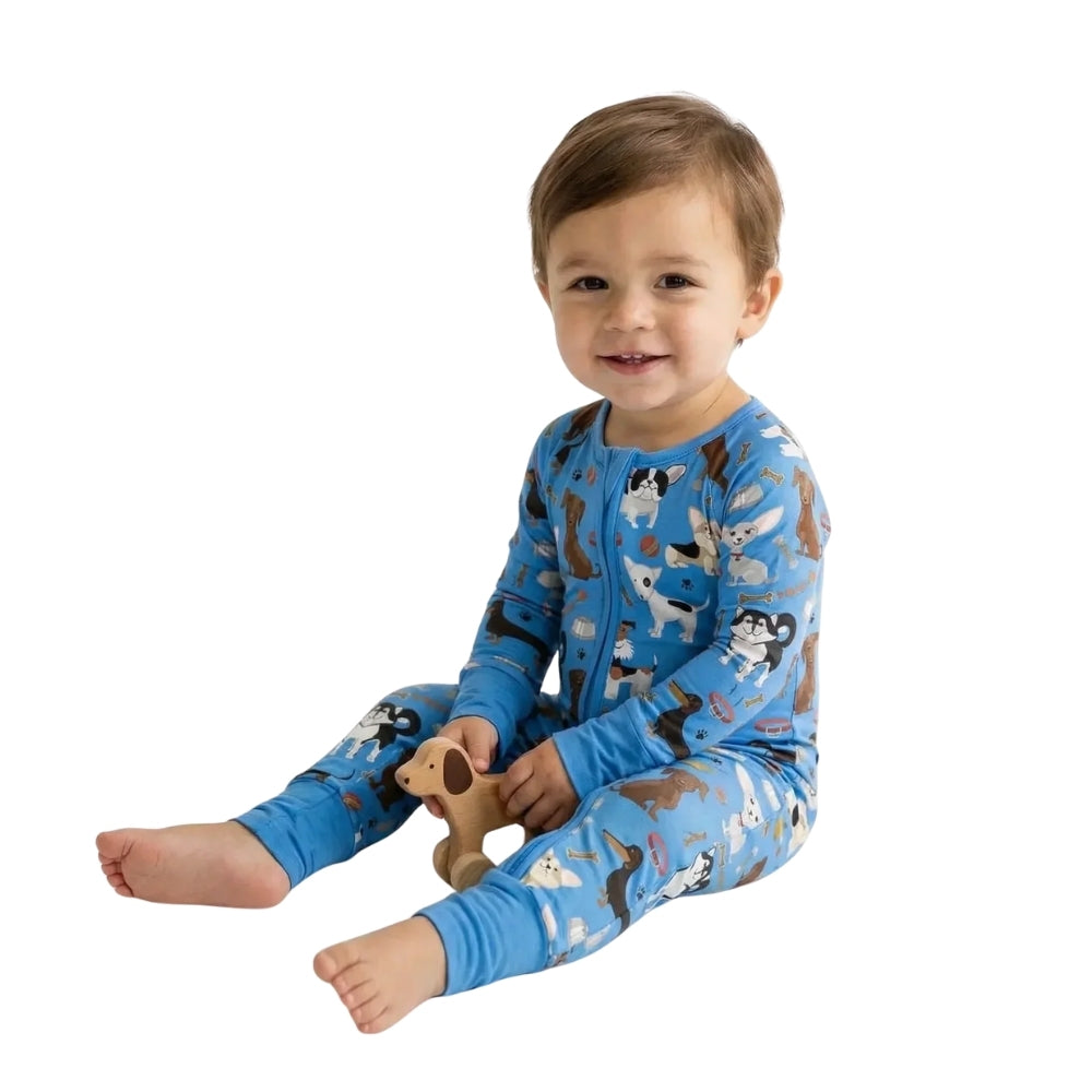 Dog Lover Blue Baby Convertible Zippy Romper, Dog Baby Romper Convertible BB0660