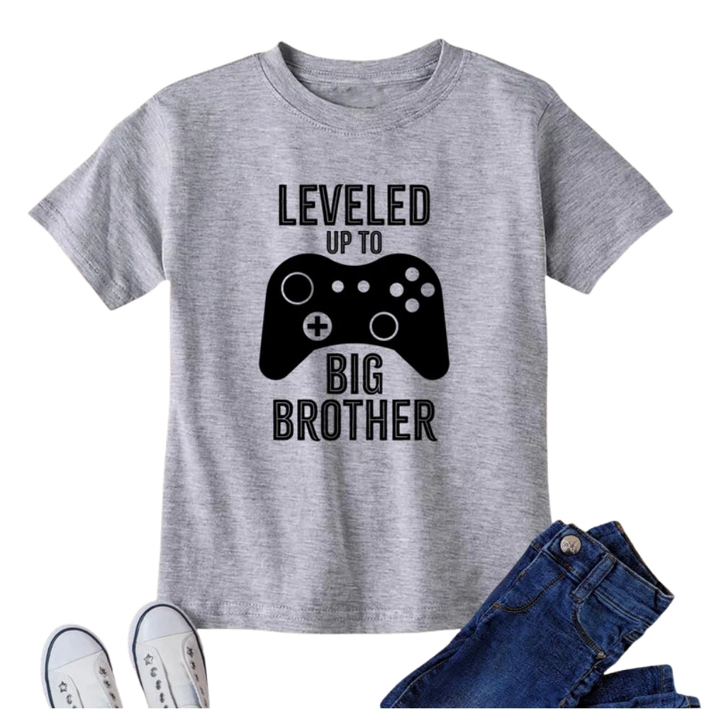 Leveled Up To Big Brother Player 2 Has Entered The Game Matching Baby Reveal Sibling T Shirt, Gamer Pregnancy Announcement Sibling Matching Shirts ET1022
